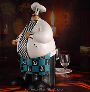 Estatua de <span class=keywords><strong>Chef</strong></span> Gordo de Cocina de Estilo Europeo de Poliresina de 15 Pulgadas con Tabla - Product Image 6