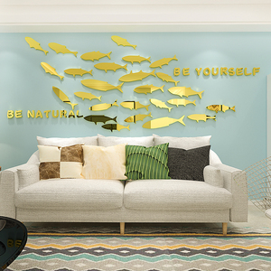 Autocollant mural <span class=keywords><strong>de</strong></span> <span class=keywords><strong>miroir</strong></span> <span class=keywords><strong>de</strong></span> <span class=keywords><strong>salle</strong></span> <span class=keywords><strong>de</strong></span> <span class=keywords><strong>bain</strong></span> étanche 3d Art Custom Cartoon Fish Bathroom - Product Image 2