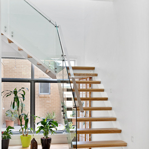 <span class=keywords><strong>Escalier</strong></span> <span class=keywords><strong>flottant</strong></span> en bois moderne avec <span class=keywords><strong>garde</strong></span>-<span class=keywords><strong>corps</strong></span> en verre pour intérieur - Product Image 4