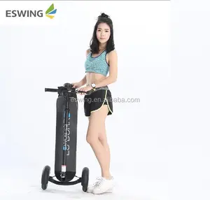 สเก็ตบอร์ดไฟฟ้า3ล้อ,2019ขายดีสิทธิบัตร ESWING 450W 48V Trotinette Electrique Adulte พับเก็บได้สเก็ตบอร์ดสกู๊ตเตอร์ไฟฟ้า