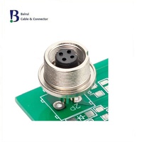 Conector Circular DIN M9 de 6 Pines Hembra para Montaje en Panel, IP67, Conector de PCB para Automatización Industrial, Terminales de Cobre y Nylon con Fijación Trasera