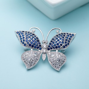 LUOTEEMI-broche de plata de primera ley y Circonia cúbica para mujer, pañuelo, plata esterlina 925, Circonia cúbica, Zirconia, circonita, zirconita, diseño mariposa pequeña