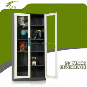Biblioteca uso 2 porta in vetro armadio di stoccaggio in metallo/acciaio inox libro cabinet - Product Image 2