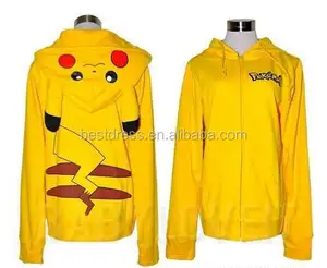 Mujeres niñas monstruo de bolsillo Pikachu Sudadera con capucha manga larga chaqueta de la capa