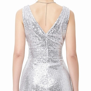 फैशन सेक्सी v गर्दन आस्तीन वाली टैंक शीर्ष पोशाक सुरुचिपूर्ण अनुक्रमों प्रेम पार्टी शाम पोशाक - Product Image 2