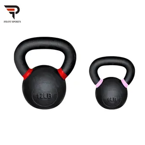 Equipamento de ginástica fitness pó revestimento ferro fundido kettlebell para construção corporal