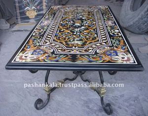 Intricate Marble Inlay <b>Dining</b> <b>Table</b> - Product Image 1