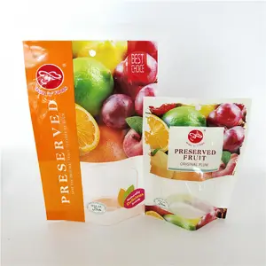 Factory cheap price custom plastic three side seal food package for preserved fruit/original plum