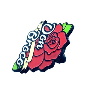 最佳供应商搞笑翻领玫瑰金定制软珐琅翻领别针花朵玫瑰珐琅别针 - Product Image 3