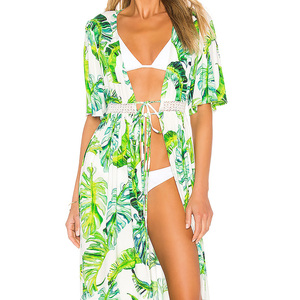 Vendita calda 100% di palme da Rayon stampate all'uncinetto Sexy lungo abito da donna - Product Image 2