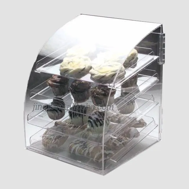 Teller Doorzichtige Acryl Cake Brood Display Rek Plank Case Kast Acryl Brood Display Vitrine