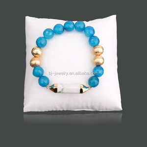 Bojiu joyería azul Piedra Natural oro glosario cuentas de mármol piedra pulsera bar - Product Image 2