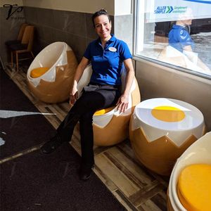 Restaurant Fiberglass Dining Lounge Egg <strong>Shell</strong> <strong>Chair</strong> and Coffee Yolk Table Set - Product Image 6
