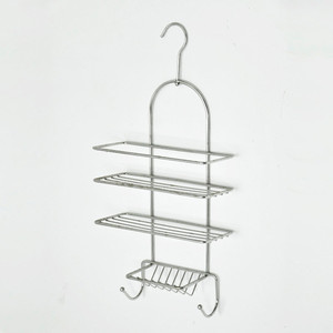 Estantes de alambre de hierro para baño, de doble nivel, chapado en cromo - Product Image 1