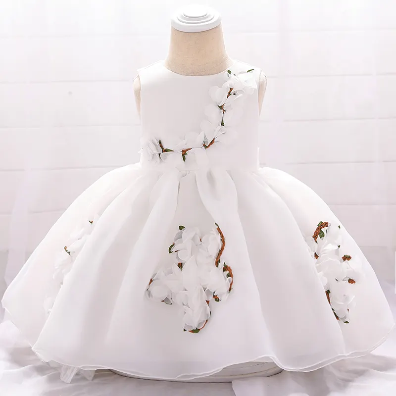 Vente en gros bébé robe de bal baptême jupe mariage événement fleur robe 1-2 ans fête d'anniversaire robe de bal L1883XZ