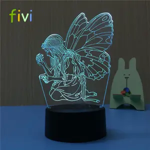 3D illusion led night light of color angel table lamp for sleeping light