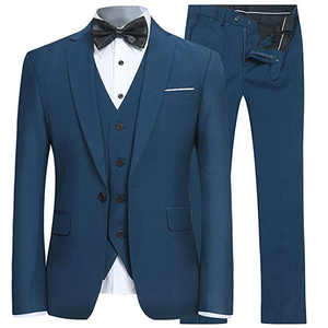 <span class=keywords><strong>Traje</strong></span> ajustado <span class=keywords><strong>de</strong></span> 3 piezas para hombre, Aqua chaqueta <span class=keywords><strong>azul</strong></span> con un botón, <span class=keywords><strong>chaleco</strong></span> y pantalones, trajes <span class=keywords><strong>de</strong></span> negocios, novedad - Product Image 2