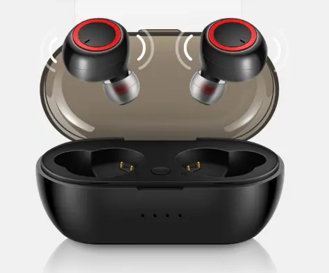 Earphone Nirkabel Stereo Mini Isi Daya Cepat, Headphone Bt 5.0 dengan Wadah Pengisi Daya