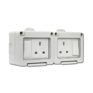 IP55 2 gang switch with 13A socket waterproof switch socket