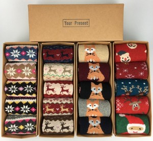 Winter Ladies extra Thick Warm Rabbit Wool Blend Christmas Deer Tree <strong>Cat</strong> Lovely Wool <strong>Socks</strong> Wholesale - Product Image 1
