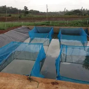 blue nylon fish cage, fish cage floating aquaculture fish farming