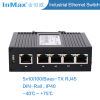Fabricante InMax, convertidor de medios de carril DIN, 12v 24v 36v, cámara ip, interruptor de red al aire libre, mini interruptor ethernet industrial