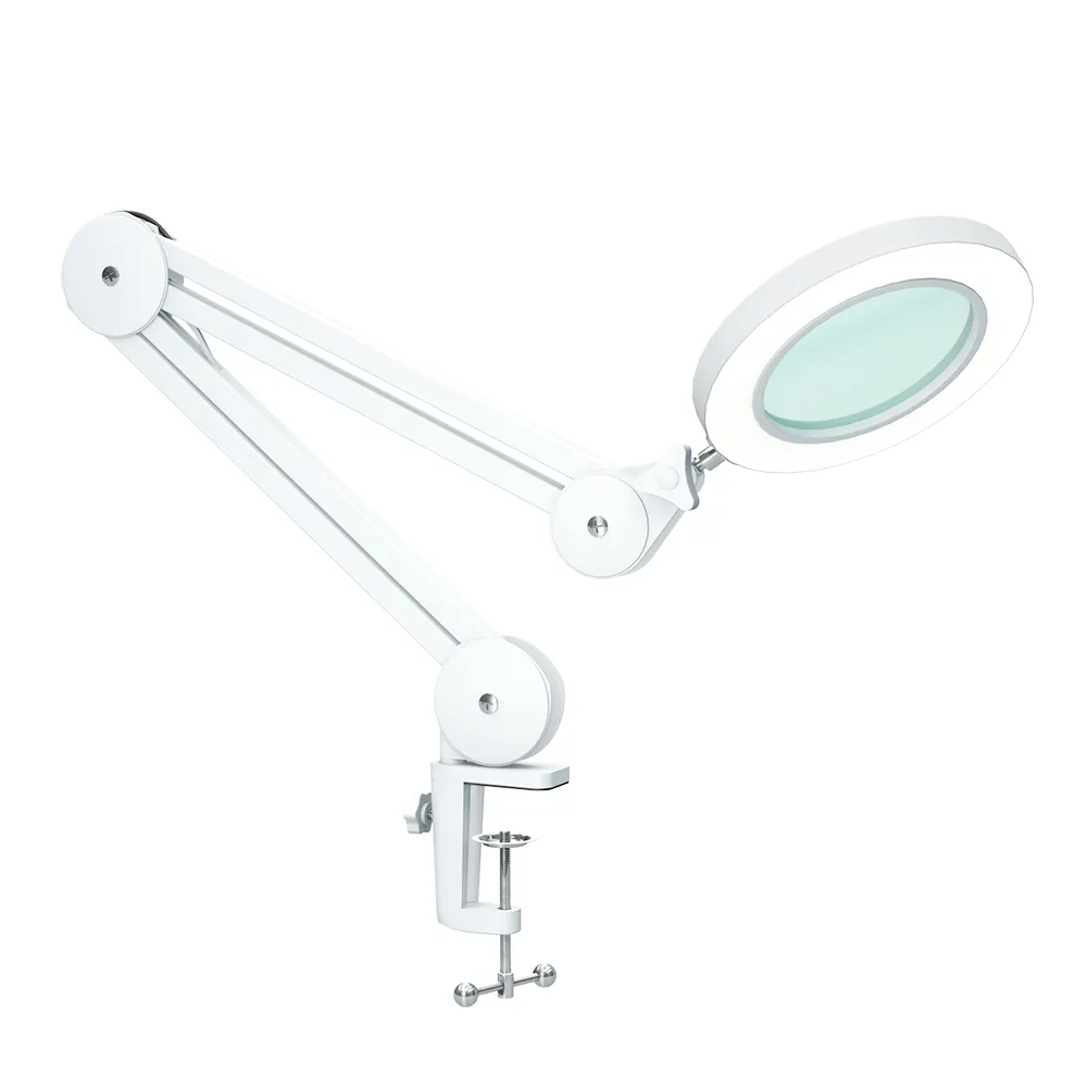 Led Magnifying Lamp with Clamp, Adjustable Arms Craft Lamp,3 Color Modes,for