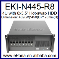 Châssis/boîtier de stockage 4U avec disque dur 8x3.5 "échangeable à chaud PS-2 EKI-N445-R8 PSU