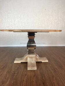<span class=keywords><strong>Table</strong></span> à manger ronde de <span class=keywords><strong>grande</strong></span> taille en <span class=keywords><strong>bois</strong></span> massif de chêne avec plateau et base en acier inoxydable MRS WOODS - Product Image 2