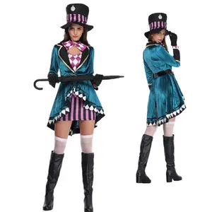 A buon mercato Alice Vestito Wonderland Hatter Costume Mago Gioco di Ruolo Costumi di Halloween Delle Donne