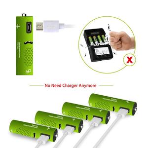 <span class=keywords><strong>Precio</strong></span> de Fábrica al por Mayor, Baterías Recargables Ni-MH AA de 1000 mAh y 1.2 V con Cable de Carga USB para Linterna - Product Image 2