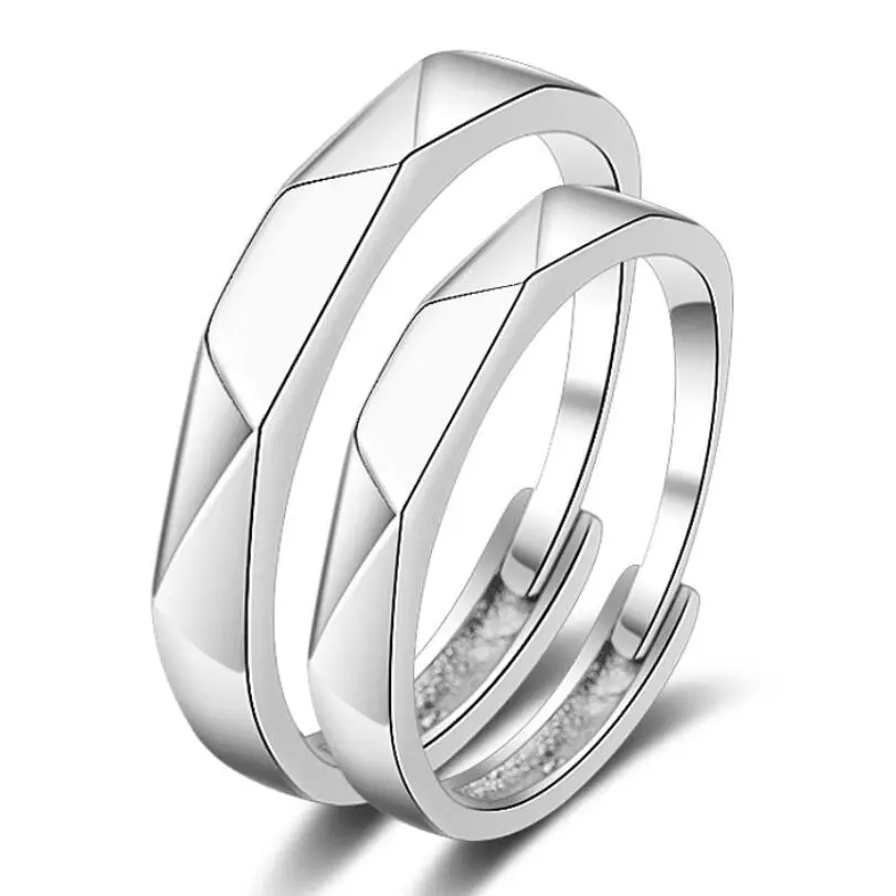 New fashion OL temperament geometry lovers open adjustable lovers ring qixi gift