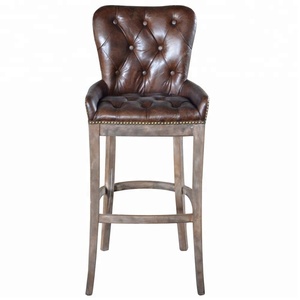 Cổ Điển Pháp Casino Chần Sợi Vòng <span class=keywords><strong>Bar</strong></span> Ghế Đẩu Ghế Chính Hãng Da Hạt Đầu/PU Gỗ Sồi Chân Nút Nhà Hàng - Product Image 6