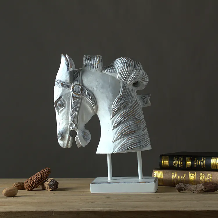 ホームビジネスレトロデコレーション動物馬アート縁起の良い樹脂装飾品馬の彫刻像