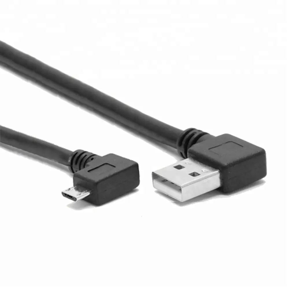 الزاوية اليمنى المصغّر USB كابل 90 درجة USB A إلى مايكرو B شحن كبل مزامنة بيانات لسامسونج/HTC وغيرها