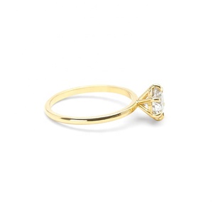Anello Solitario in Ottone con Diamante, Classico Placcato Oro <span class=keywords><strong>18k</strong></span>, Anelli di Fidanzamento e Matrimonio - Product Image 3