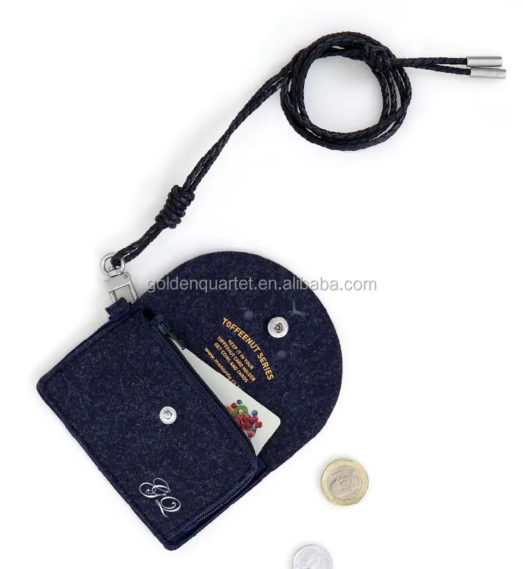 Merasa dompet koin pemegang kartu kredit ID pouch dengan lanyard keyring tas pabrik sedex BSCI diaudit