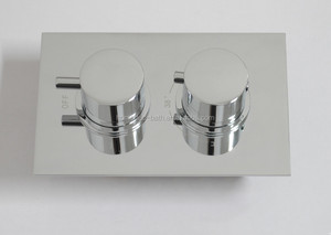Concealed <strong>Thermostatic</strong> <strong>Shower</strong> Valve Mixer <strong>Tap</strong> Square 2 Dial 2 Way Ceramic Valve Core Chrome Finish Modern Design - Product Image 4