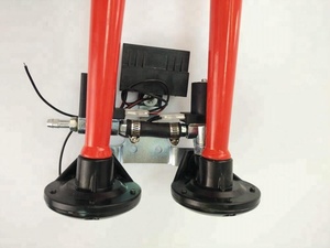 Klaxon à Air à double trompette rouge, klaxon très silencieux, pour SUV, camion, Train, Van et bateau, 12V, 150db - Product Image 4