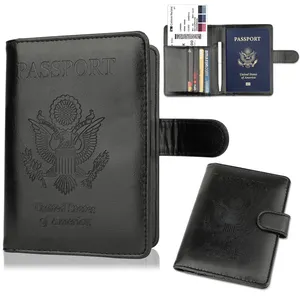 US Passport Cover RFID Blocking PU Leather Travel Passport Holder