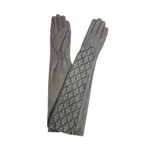 Женские модные длинные зимние перчатки из натуральной кожи