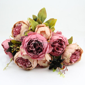 Fleurs en tissu de pivoine vintage à 10 têtes, fabrication artisanale en Chine - Product Image 3