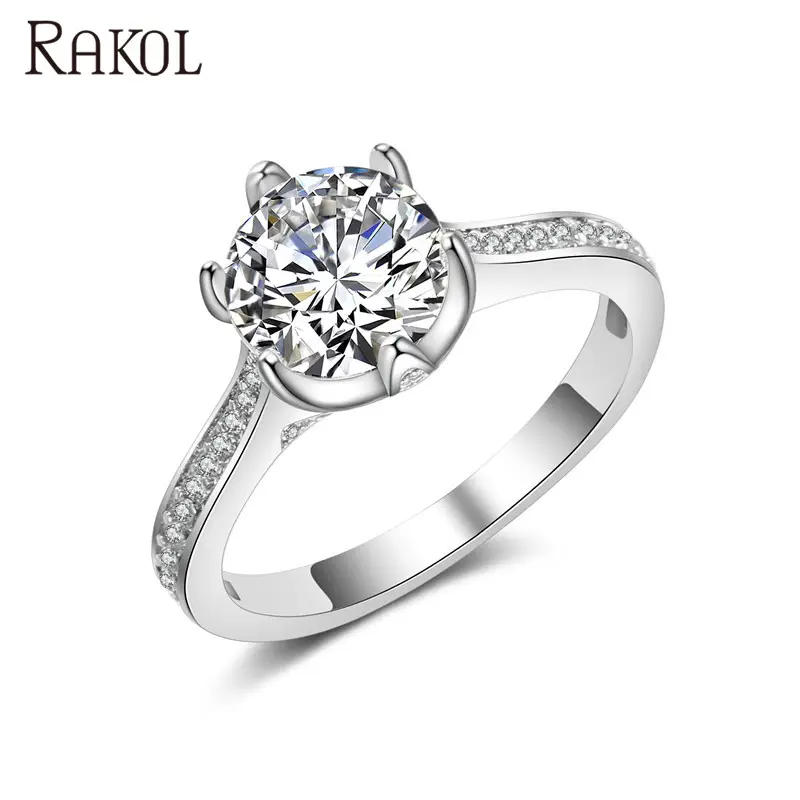Свадебные ювелирные изделия RAKOL RP2042, обручальное кольцо с кристаллами и фианитами