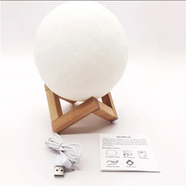 Ricaricabile 7 colori che cambiano 3D Illusion Ball Moon Night Light