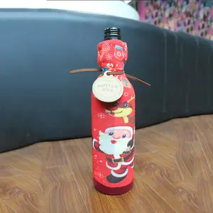 3D impresión calcetines divertidos decoración botella de vino de Santa calcetines cubierta para Navidad