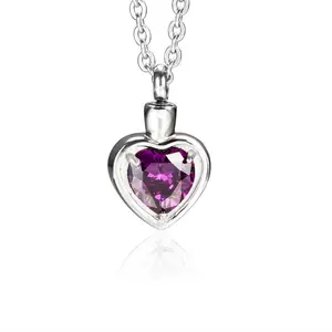 Marlary Crystal Heart Memorial Pendant Hand Polishing Stainless Steel Heart Pendant for Ash Holding