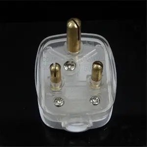Type South Africa with 3 Round Pin Top Adapter Plug Transparent Standard Grounding Residential / General-purpose