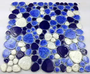 Mosaico de azulejos de cerámica de 12x12, azulejos de baño de diseño de guijarros, paredes y suelos, precio de mosaico para piscina