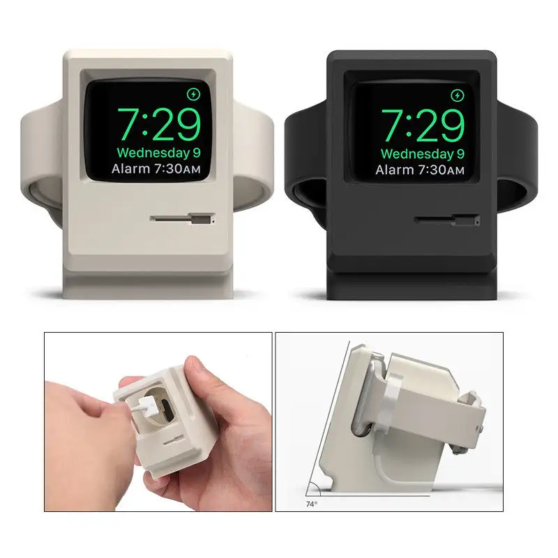 Silicone Holder Smart Watch Charger Stand For Apple Watch Series 1 2 3 iWatch Dock Retro PC Design Mac Shape