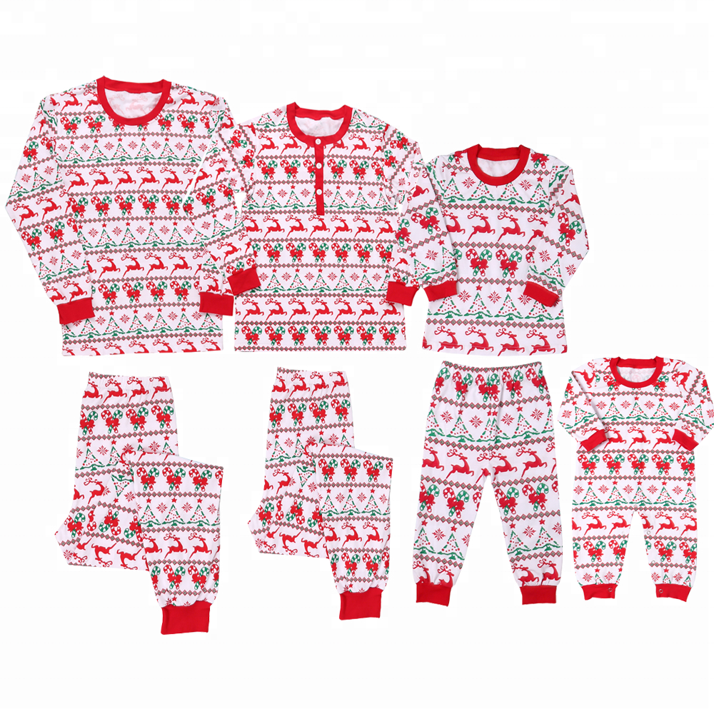 100% хлопок, с длинным рукавом, красный олень, комбинезон для взрослых и детей, сочетающаяся семейная Рождественская Пижама